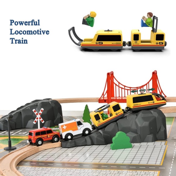 NIB 72PCS Wooden Train Tracks & Trains - Fire Rescue - Picture 4 of 7